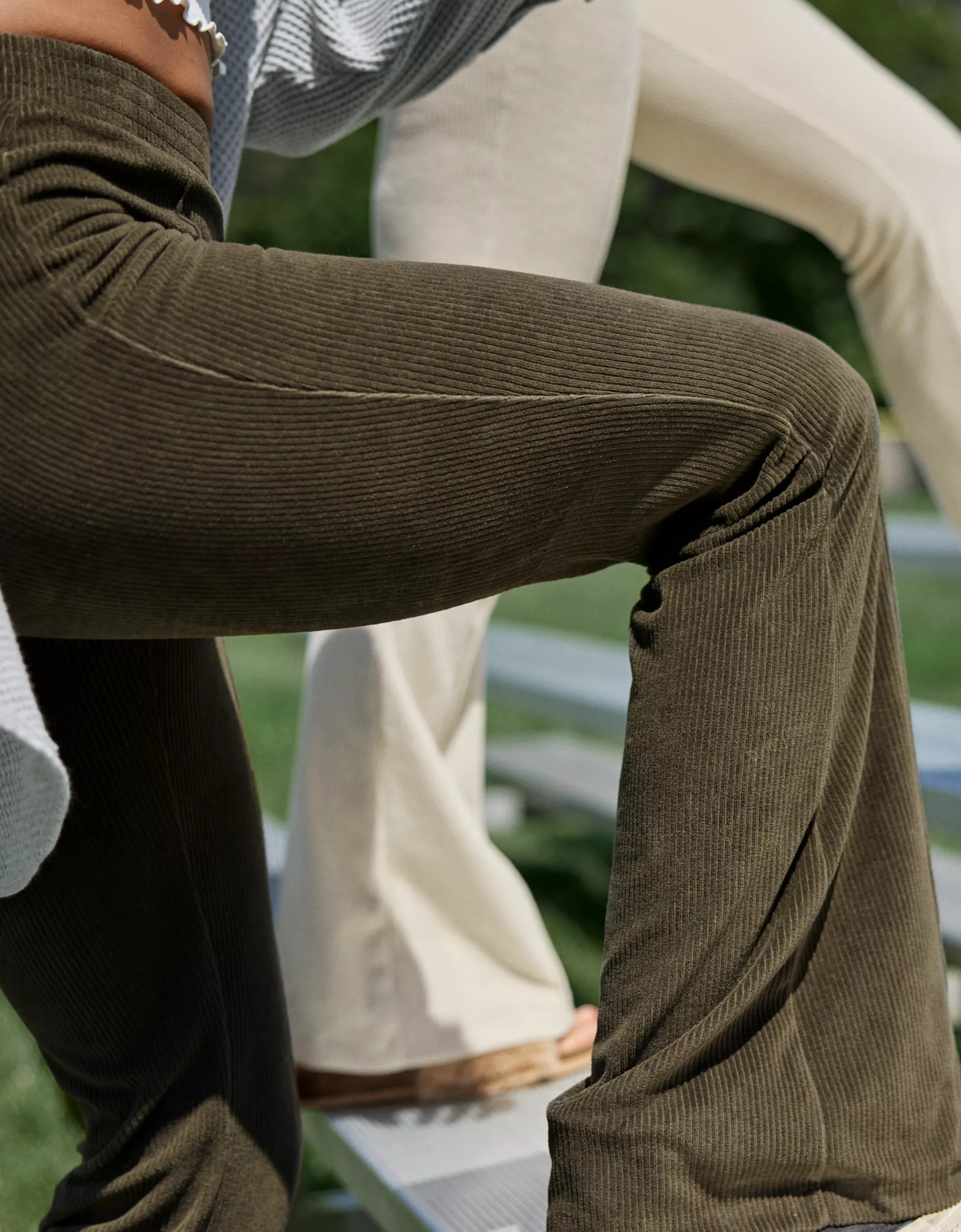 Aerie Groove-On Rib Velour Flare Pant | American Eagle Outfitters (US & CA)