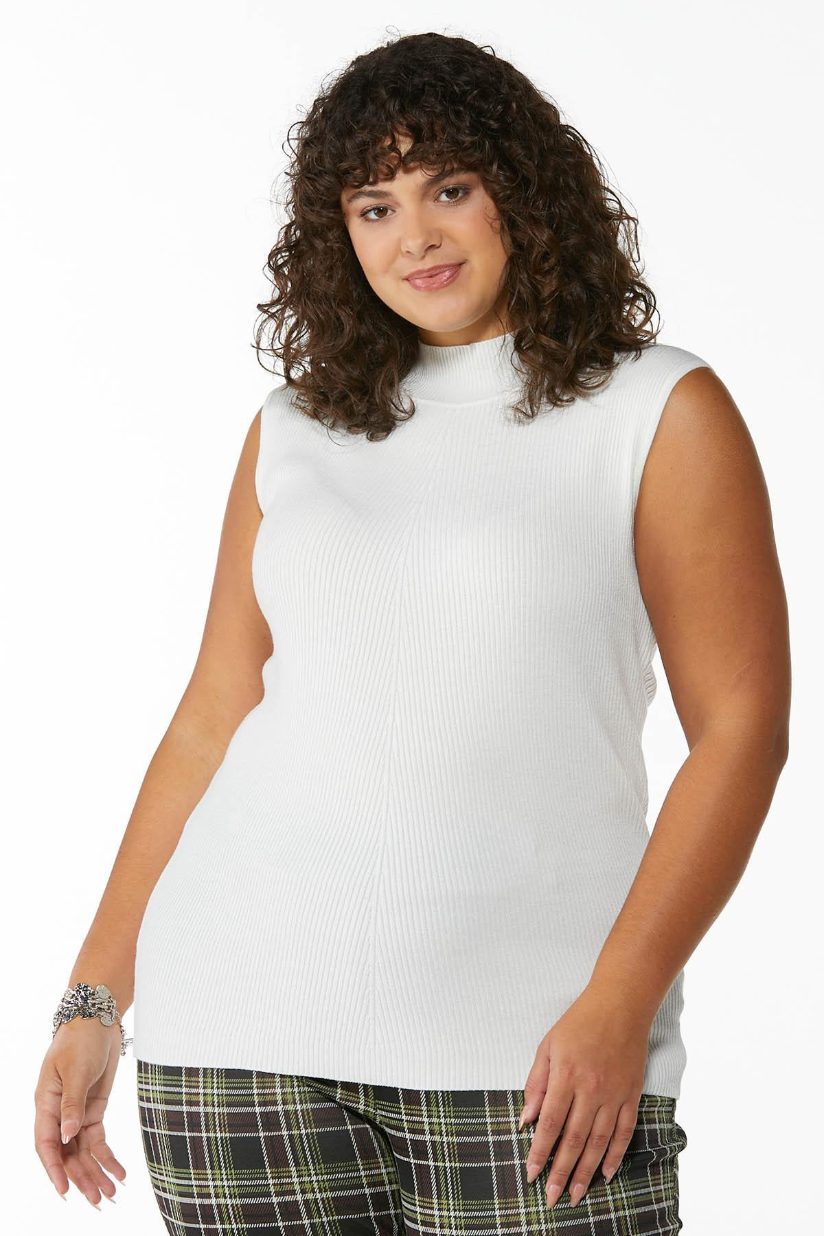 Plus Size Sleeveless Ribbed Turtleneck | Cato Fashions