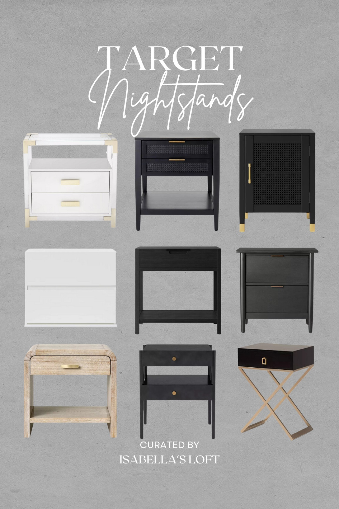 Target Nightstands

Media Console, Living Home Furniture, Bedroom Furniture, stand, cane bed, cane furniture, floor mirror, arched mirror, cabinet, home decor, modern decor, mid century modern, kitchen pendant lighting, unique lighting, Console Table, Restoration Hardware Inspired, ceiling lighting, black light, brass decor, black furniture, modern glam, entryway, living room, kitchen, bar stools, throw pillows, wall decor, accent chair, dining room, home decor, rug, coffee table

#LTKFind #LTKhome #LTKU