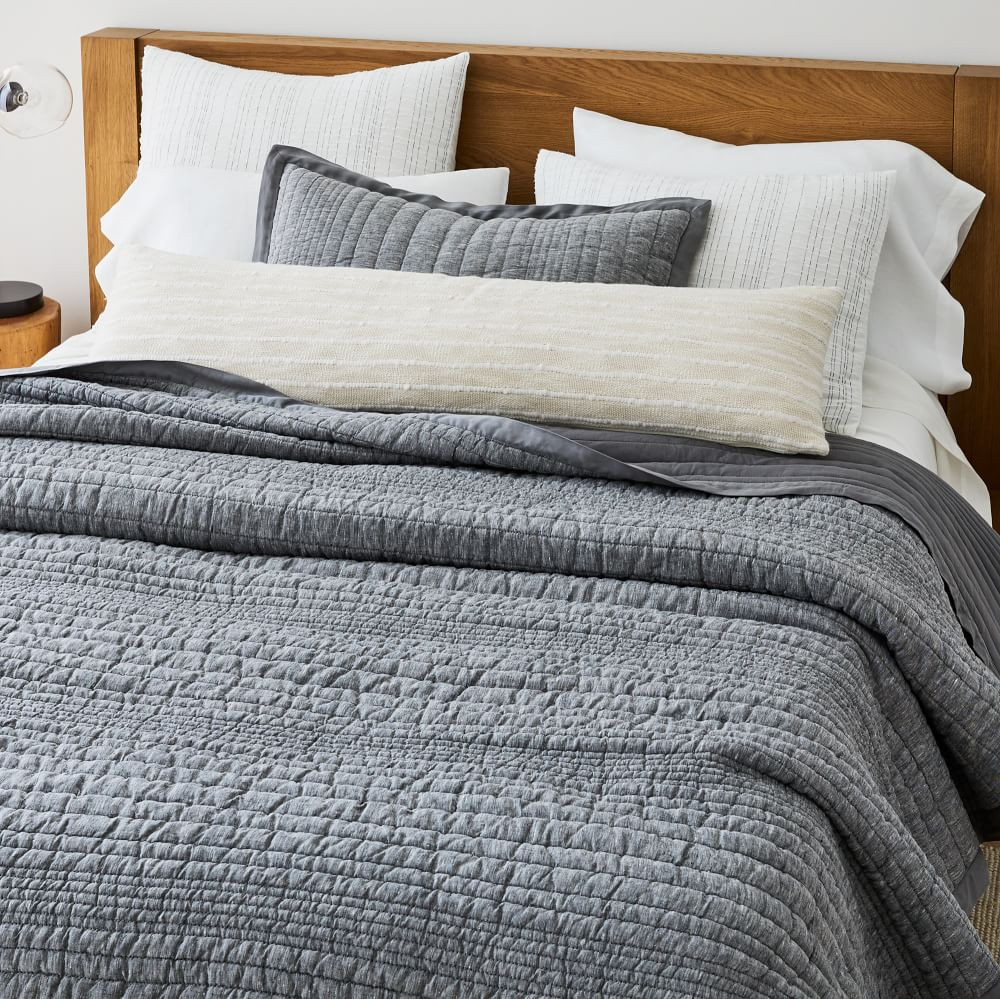 European Flax Linen Linework Quilt &amp; Shams | West Elm (US)