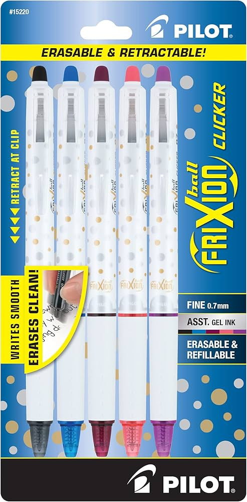Pilot FriXion Clicker Erasable Design Collection Dots, Refillable & Retractable Gel Ink Pens, Fin... | Amazon (US)