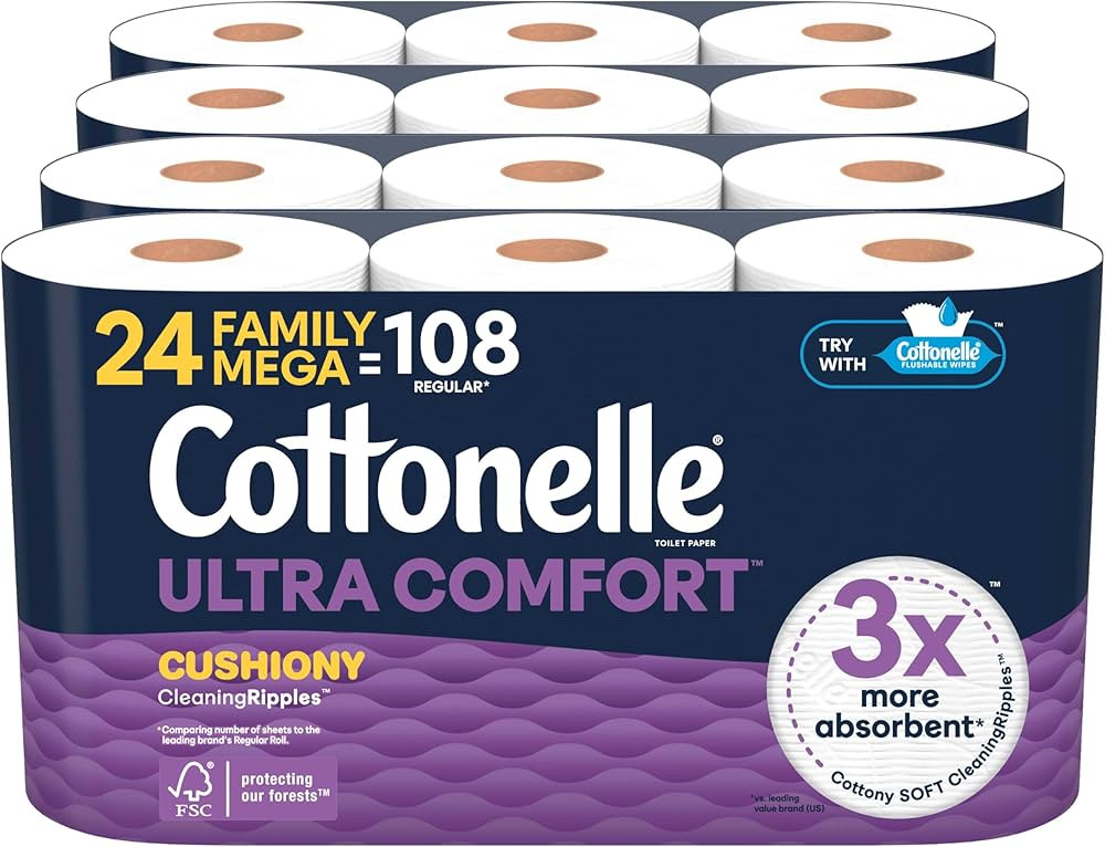 Cottonelle Ultra Comfort Toilet Paper with Cushiony CleaningRipples Texture, Strong Bath Tissue, ... | Amazon (US)