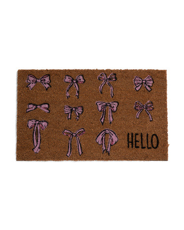 18x30 Bows Hello Coir Doormat | TJ Maxx