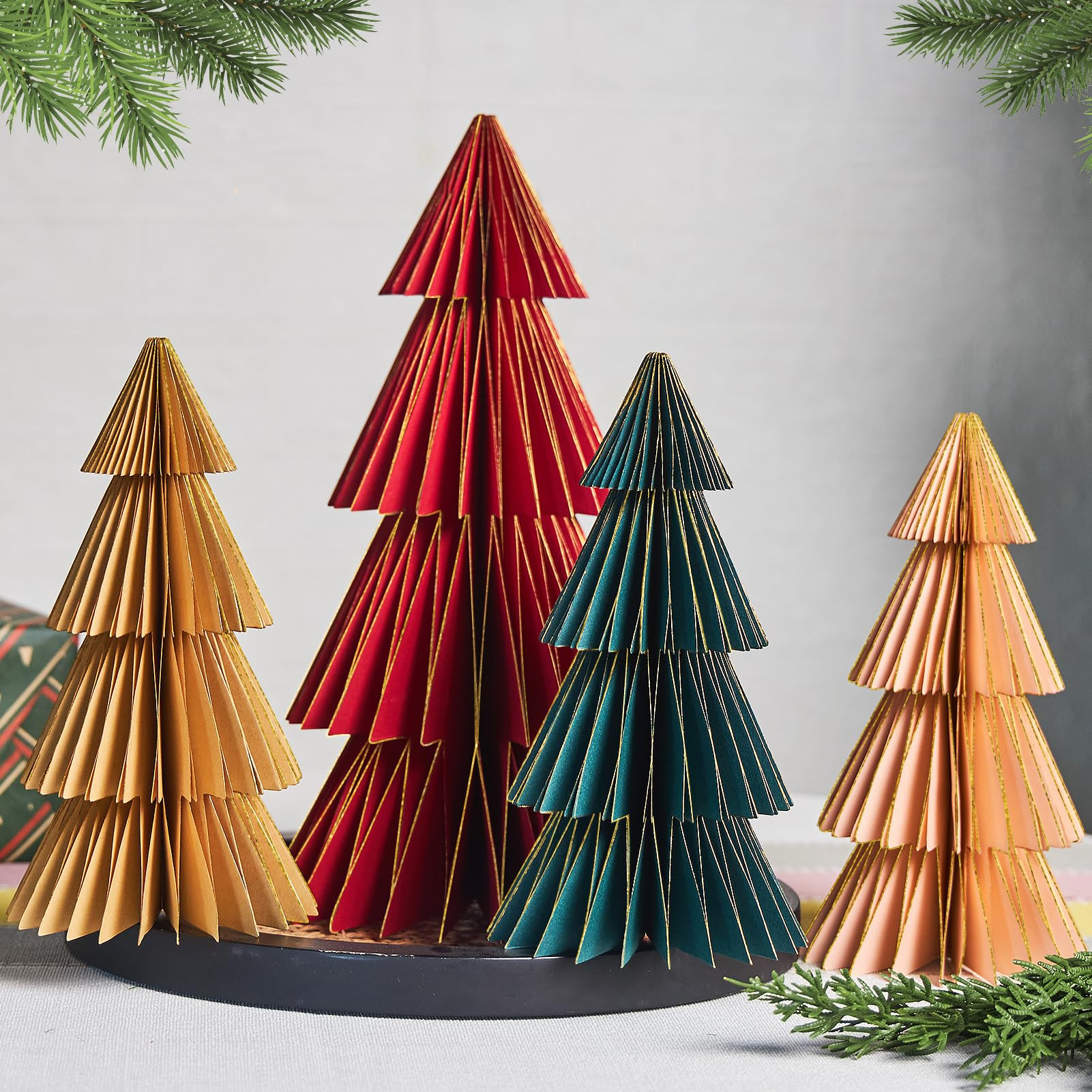 SUNBEAUTY 4 PCS Paper Christmas Tree Honeycomb Christmas Tree 3D Christmas Honeycomb Table Center... | Amazon (US)