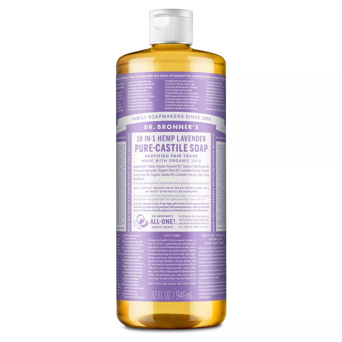 Dr. Bronner's 18-In-1 Hemp Pure-Castile Liquid Soap - Lavender - 32 fl oz | Target