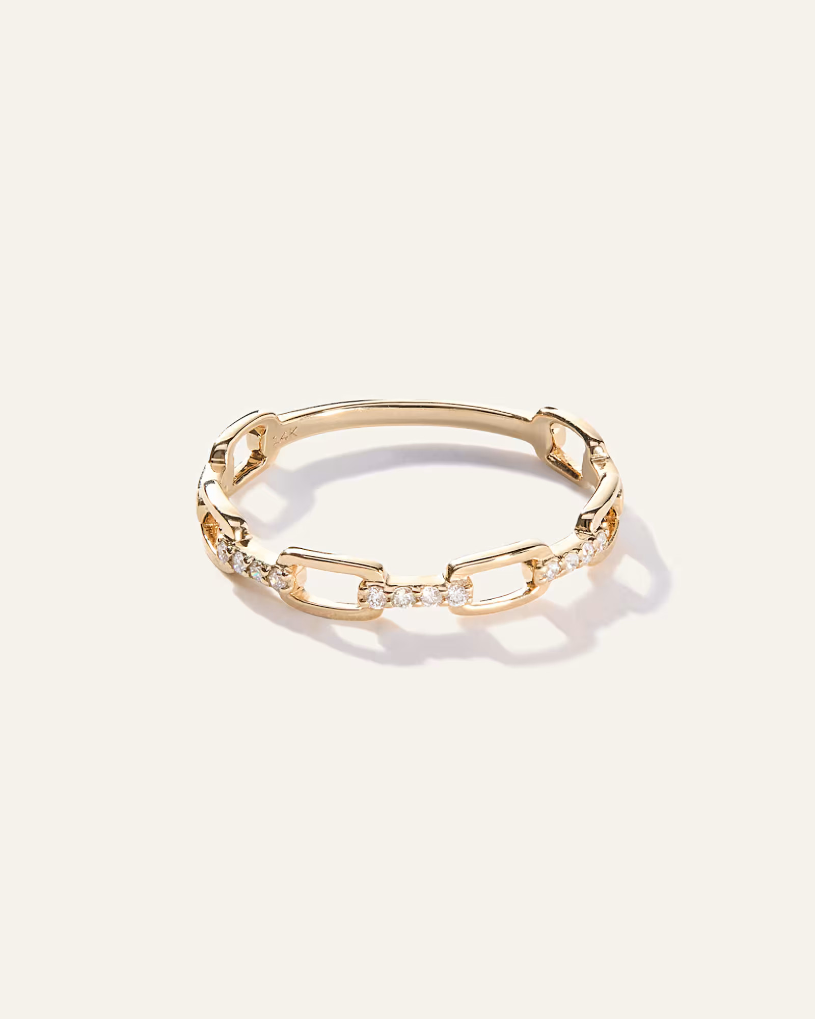 14K Gold Diamond Paperclip Link Ring in Yellow Gold | Quince