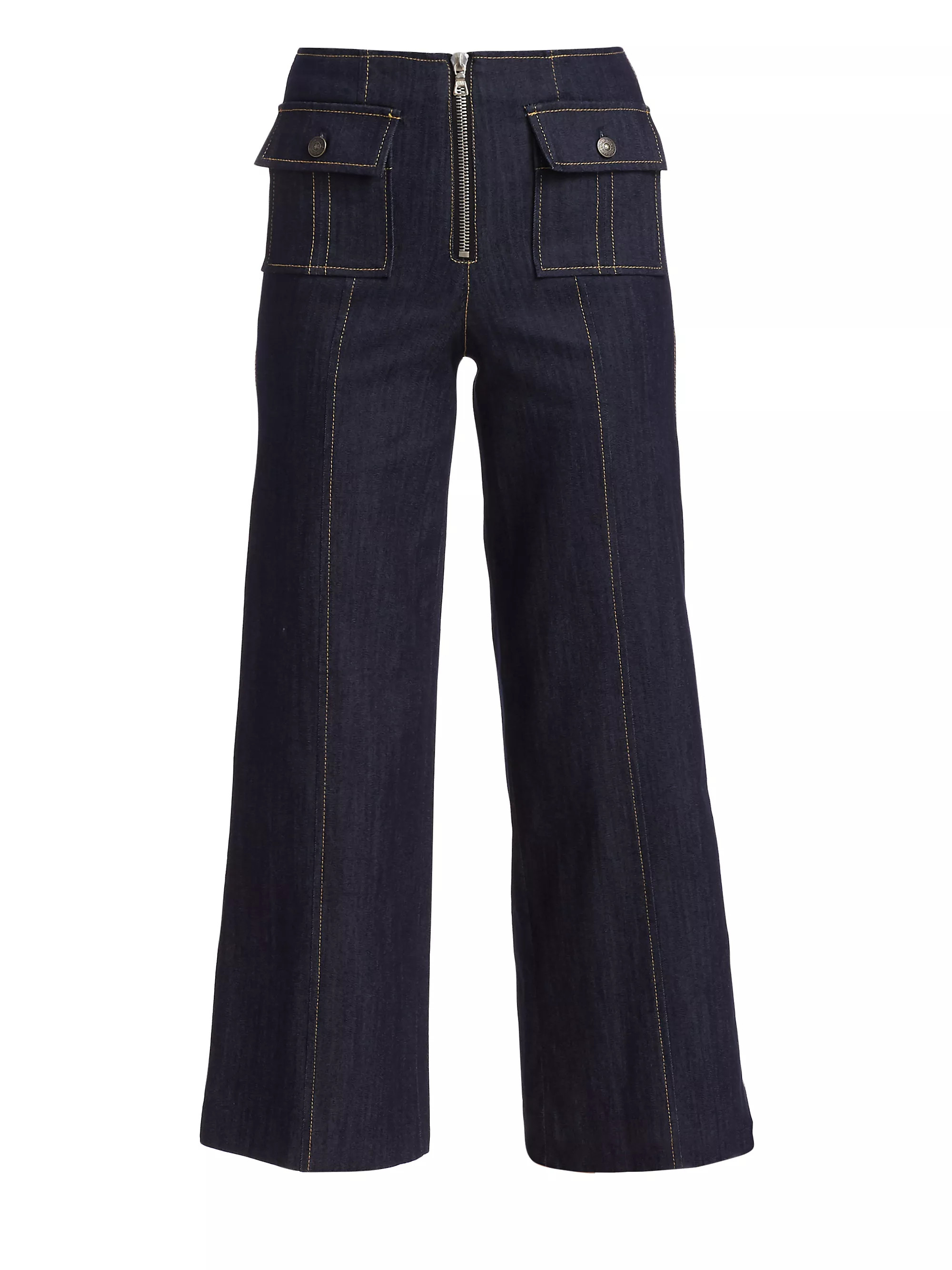 Azure Front High-Rise Wide-Leg Crop Jeans | Saks Fifth Avenue