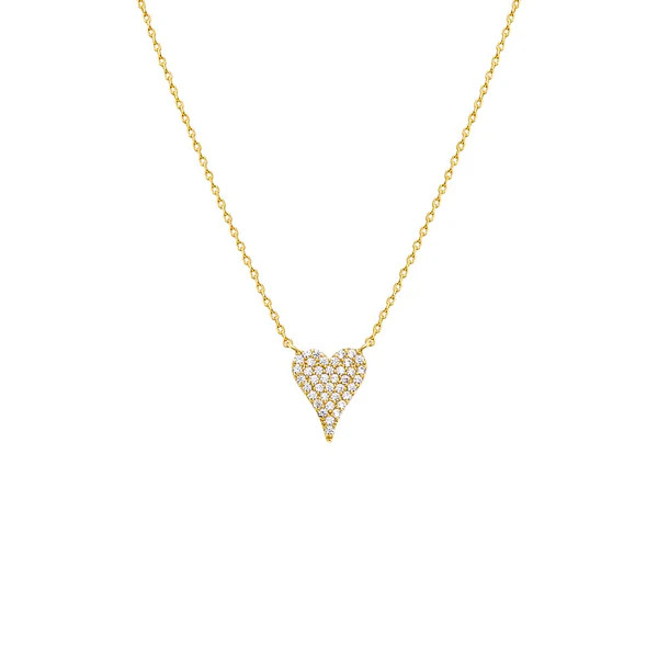 Pave CZ Elongated Heart Necklace | Adina Eden