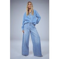 Womens The Wide Leg Jeans - Blue - 4 | boohoo (US & Canada)