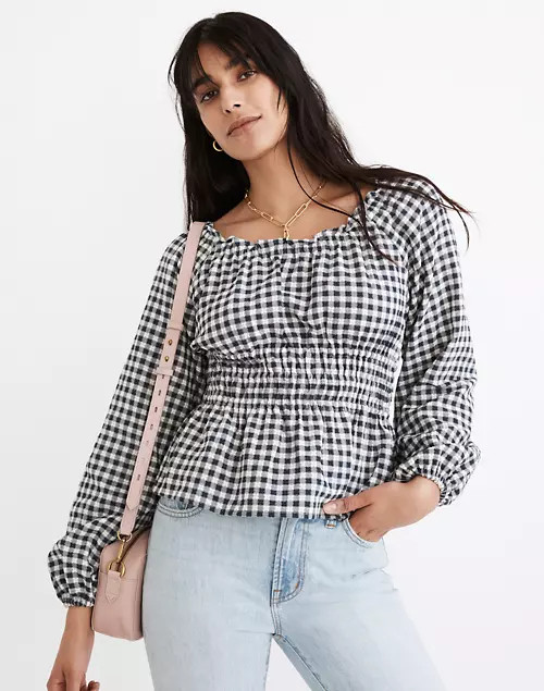 Sophia Top in Textured Windowpane | Madewell