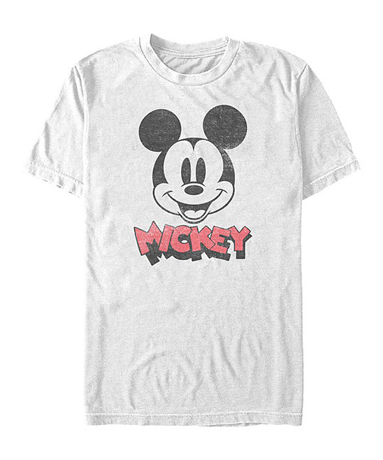Mickey Mouse Tee Shirts WHITE - Mickey Mouse White Heads Up Tee - Adult | Zulily