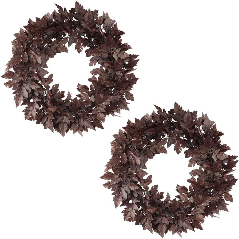 WBHome Artificial Cimicifuga Plant Leaf Wreath 24inch - 2 Pack | Amazon (US)