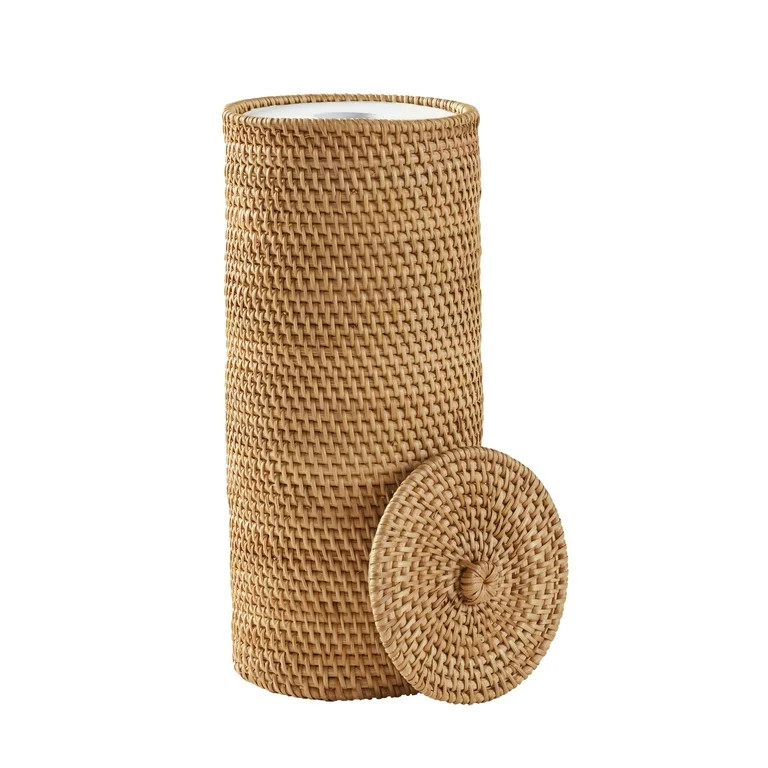 Better Homes & Gardens Floor Standing Rattan Bathroom Toilet Paper Reserve with Lid | Walmart (US)