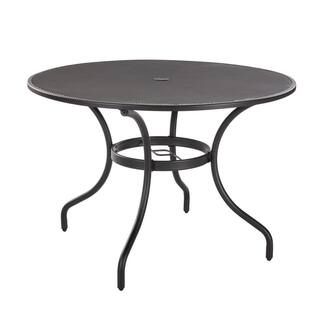 StyleWell 42 in. Mix and Match Black Mesh Metal Round Outdoor Patio Dining Table FTS60704-BLK | The Home Depot