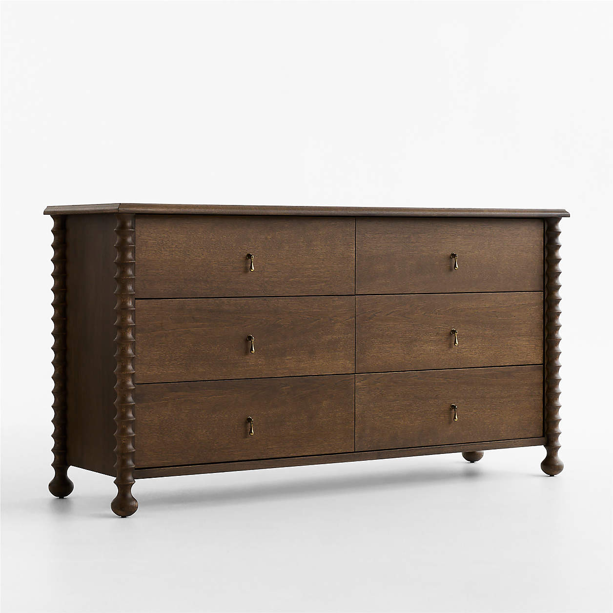 Pembroke 64" Deep Brown Oak Wood 6-Drawer Dresser | Crate & Barrel | Crate & Barrel