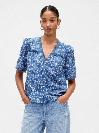 Ruffle V-Neck Top | Gap Factory