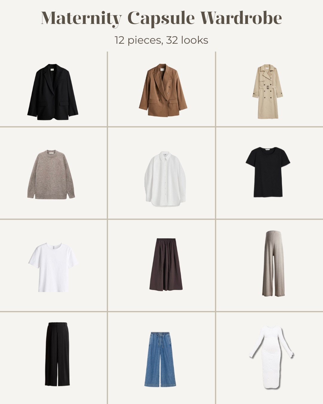 Maternity capsule wardrobe. 12 pieces, 32 ways. More is not always merrier where clothes are concerned. Sometimes just having the basics will mean that you can put together so many chic and effortless looks.

#maternitywardrobe #LTKModest #capsulewardrobe

#LTKStyleTip #LTKU #LTKBump
