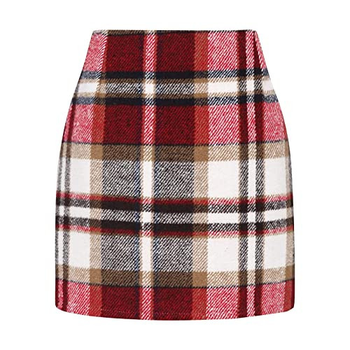 Brown Plaid Mini Skirt for Women - Womens Pleated Skirt | Amazon (US)