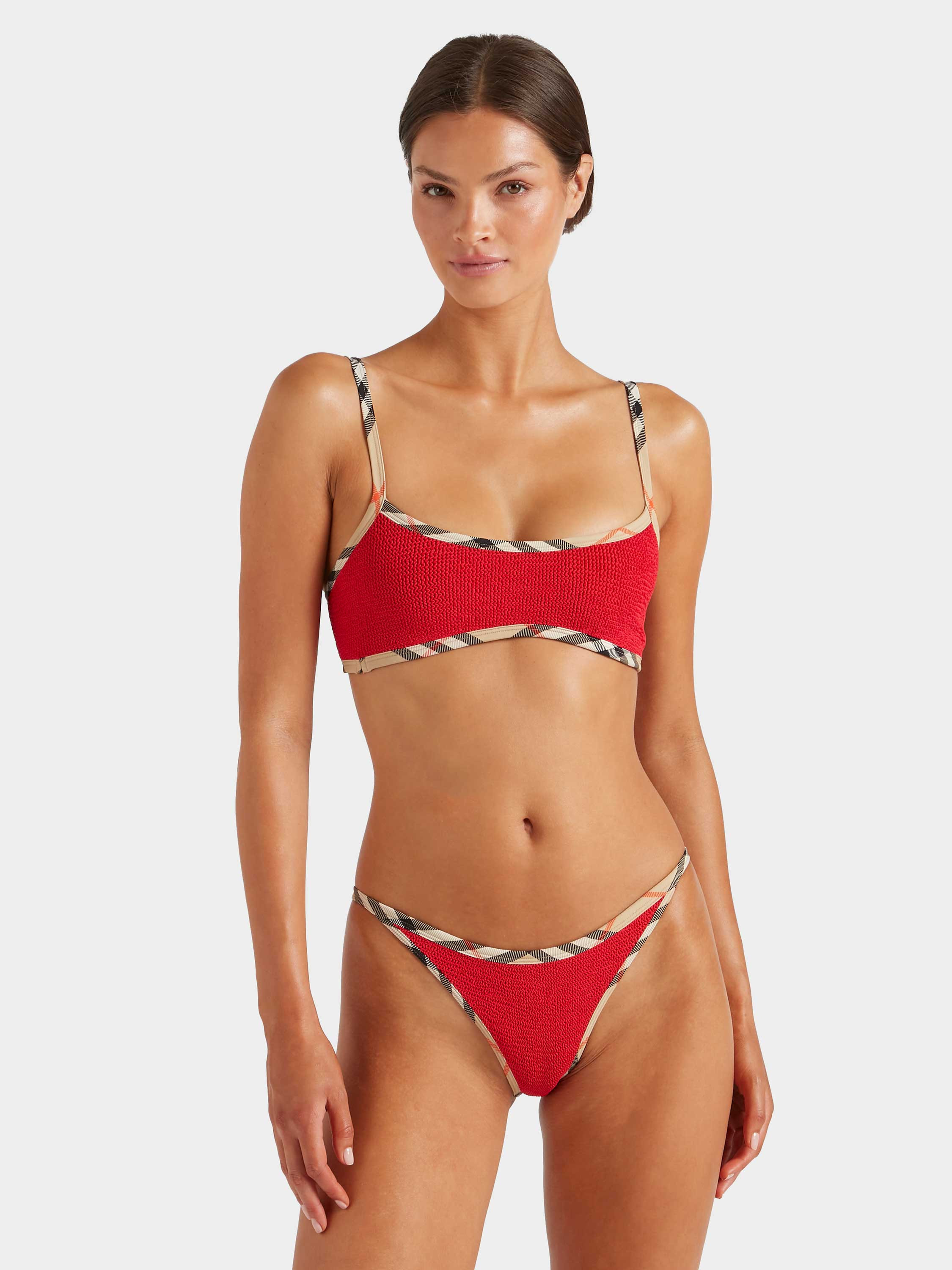 Burberry x Hunza G Tyler Bikini - Red/Check | One Size Swimwear | Hunza G - Red/Check / One size | HUNZA G