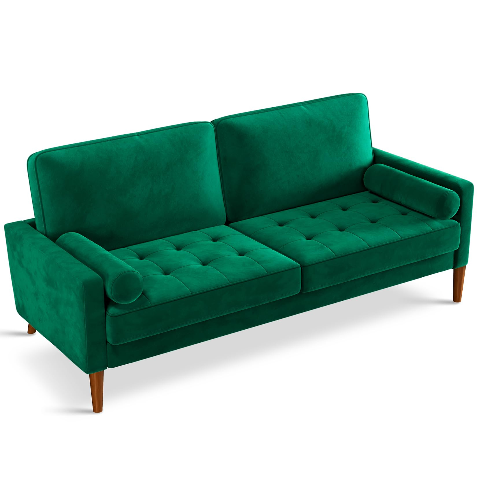 Vesgantti 68" Green Velvet Couch, Comfy Sofa Couch with Spring Cushions, Loveseat Sofa for Bedroo... | Amazon (US)