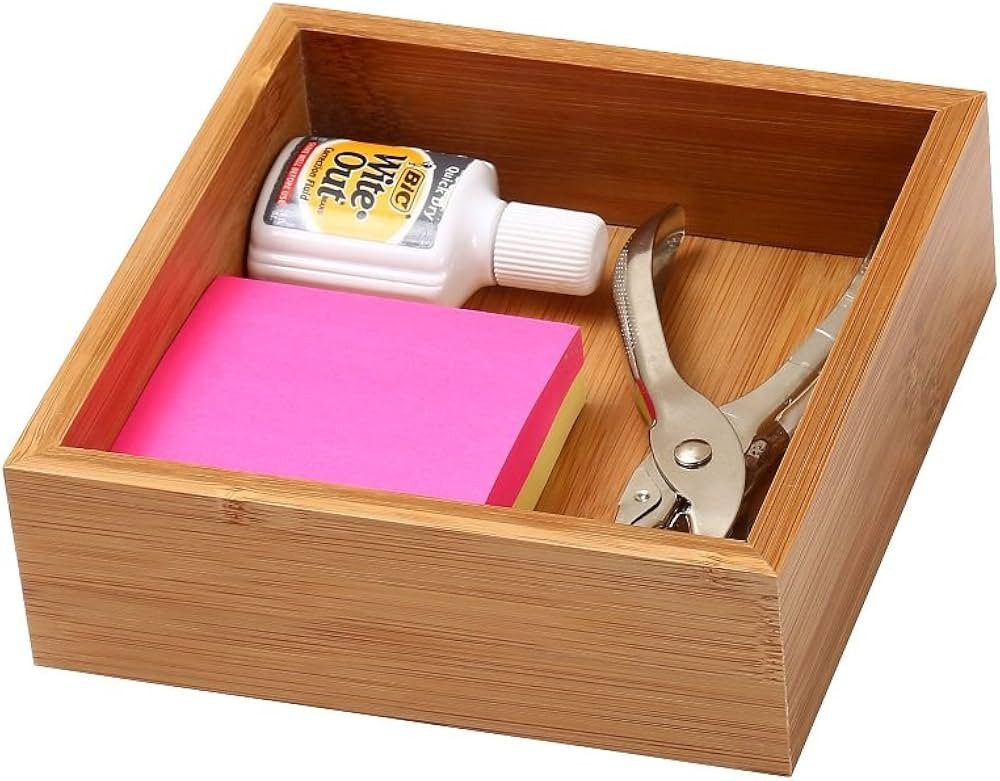 YBM Home Kitchen Drawer Organizer Storage Box Made of Bamboo, 6x6x2 Inch 324 | Amazon (US)