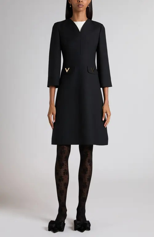 Valentino Wool & Silk Crepe Couture Dress in Black at Nordstrom, Size 6 Us | Nordstrom