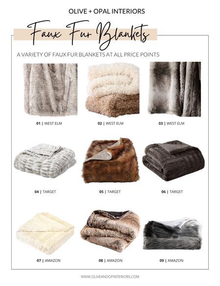 Here is a roundup of some soft faux fur throw blanket options to bring a little warmth into your home!
.
.
.
West Elm
Target
Amazon 
Faux Fur
Throw Blanket
Plush Blanket
Under $100
Under $50
Warm & Cozy


#LTKhome #LTKunder100 #LTKunder50