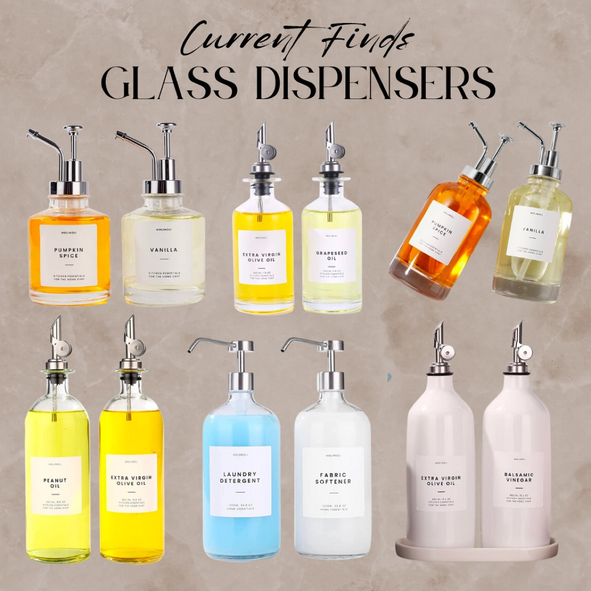Make your home a little prettier with these glass dispenser containers and ceramic dispensers from Amazon. Laundry detergent, olive oil dispenser, coffee syrup dispenser, vanilla, pumpkin spice, fabric softener, peanut oil, balsamic vinegar, Starbucks, coffee bar, glass pump, ceramic olive oil #aesthetic #homedecor #coffeebar #glassdispenser #amazonfind 

#LTKFind #LTKSeasonal #LTKhome