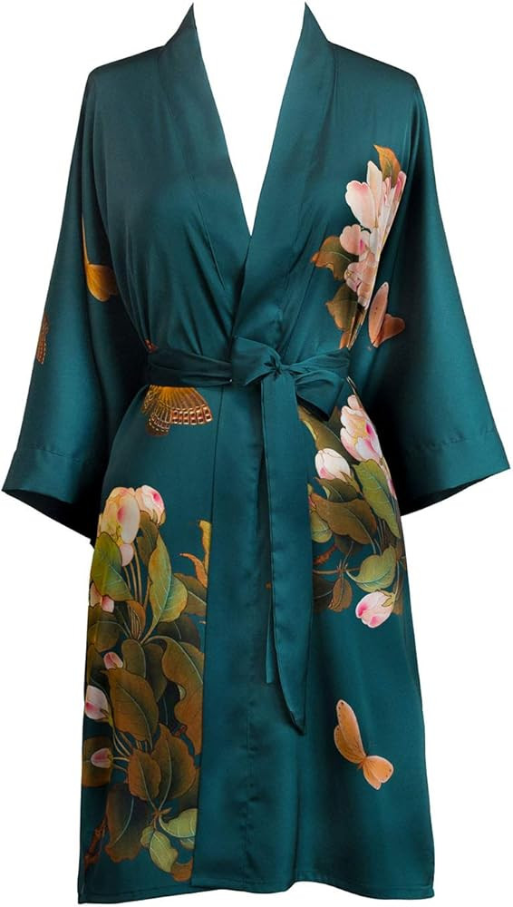 Luxury Kimono Robe for Women | Short Floral Robe | Original Design | Removable Waist Tie Closure ... | Amazon (US)