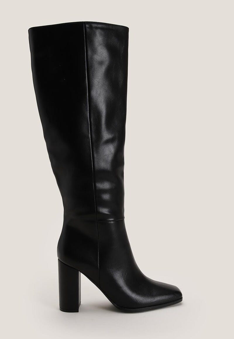 Womens Black Knee High Square Toe Boots | Peacocks
