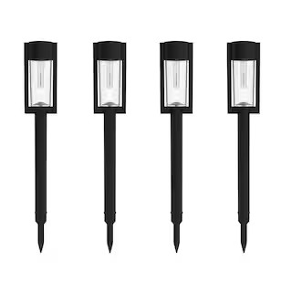 Hampton Bay Clermont 15 Lumen Black LED Weather Resistant Outdoor Solar Path Light with Glass Len... | The Home Depot