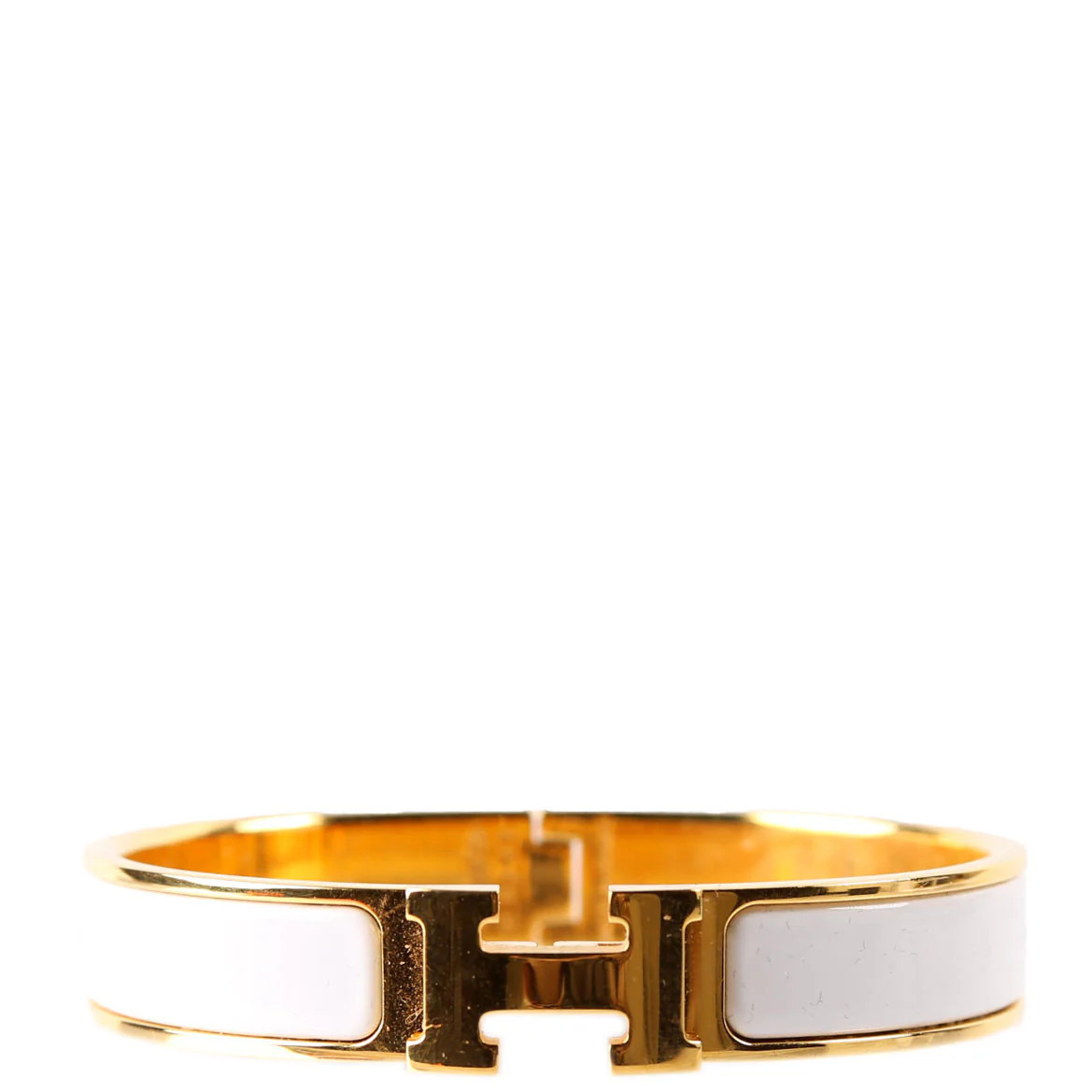 Clic Clac Narrow GM Bracelet Gold/White | Keeks Designer Handbags