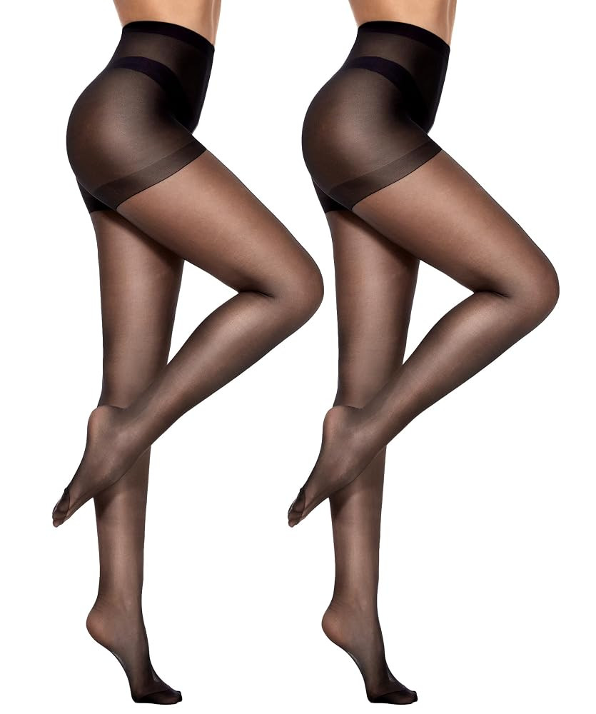 CozyWow 2 Pack Sheer Pantyhose for Women, Ultra Thin Control Top Tights, 20 Denier Tights Hosiery... | Amazon (US)