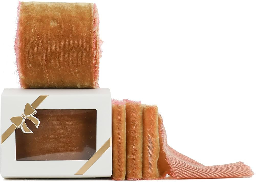 Amazon.com: HUIHUANG Cinnamon Velvet Ribbon 2 inch Handmade Frayed Silk Velvet Ribbon for Flower ... | Amazon (US)