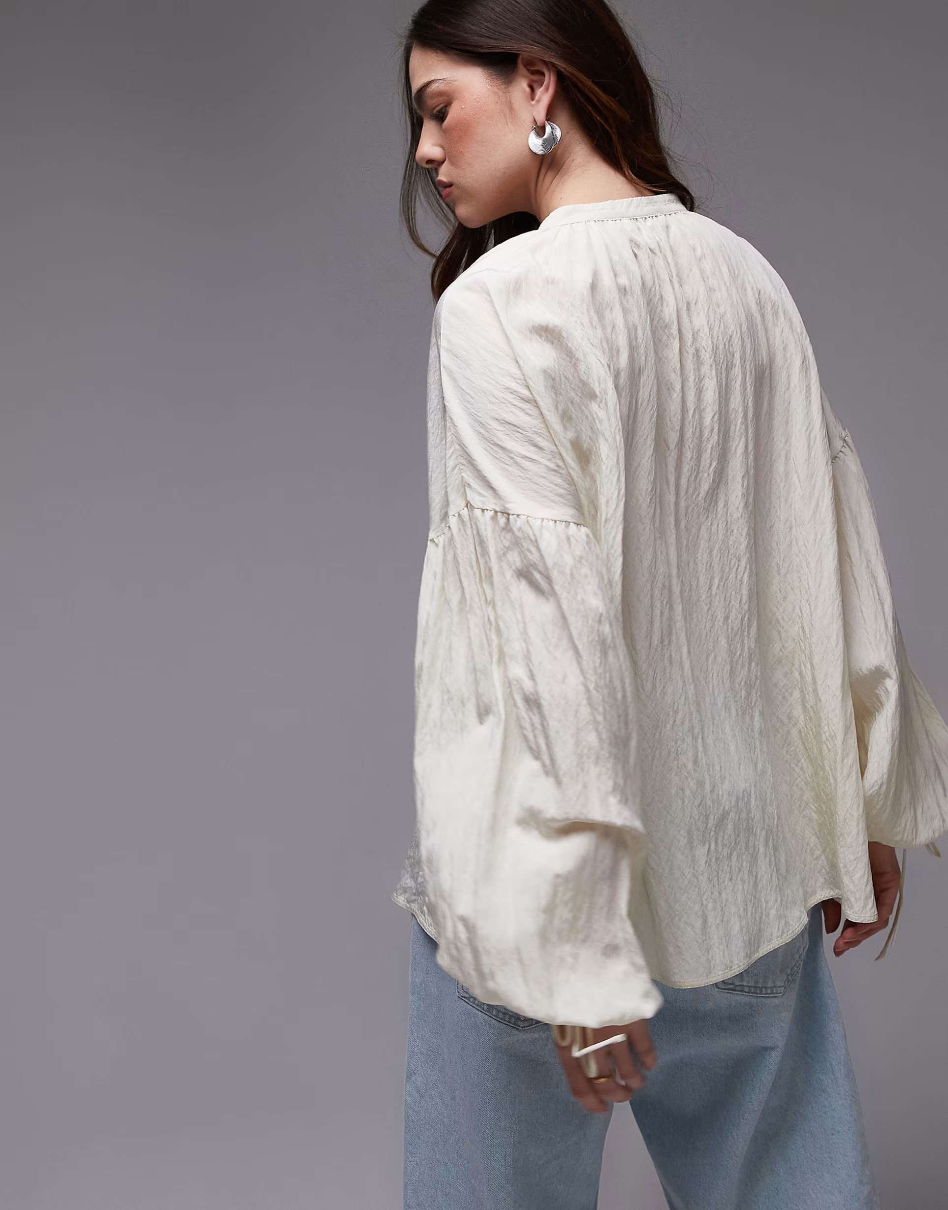 Topshop tie front top in buttermilk | ASOS (Global)