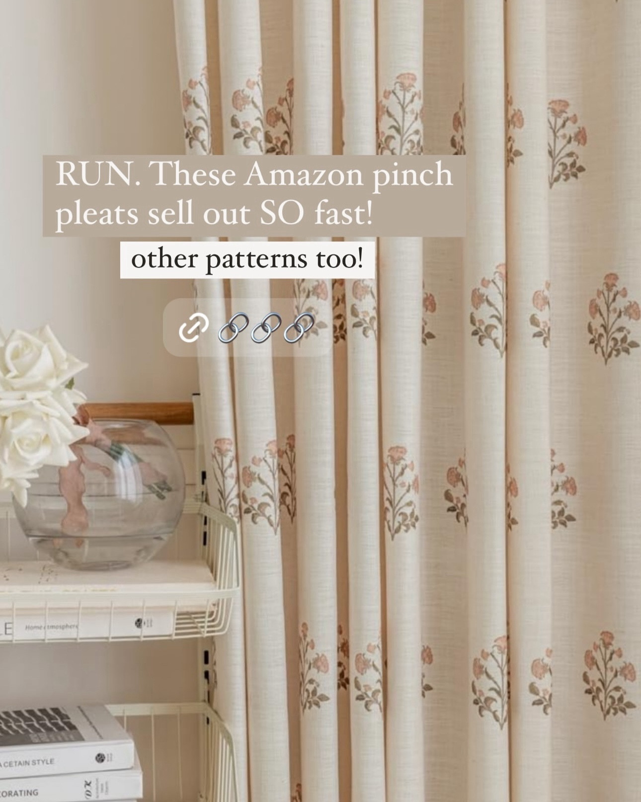  in my Amazon cart…...




Pinch pleat curtains, drapes, scallop bath mat, lighting gold brass 