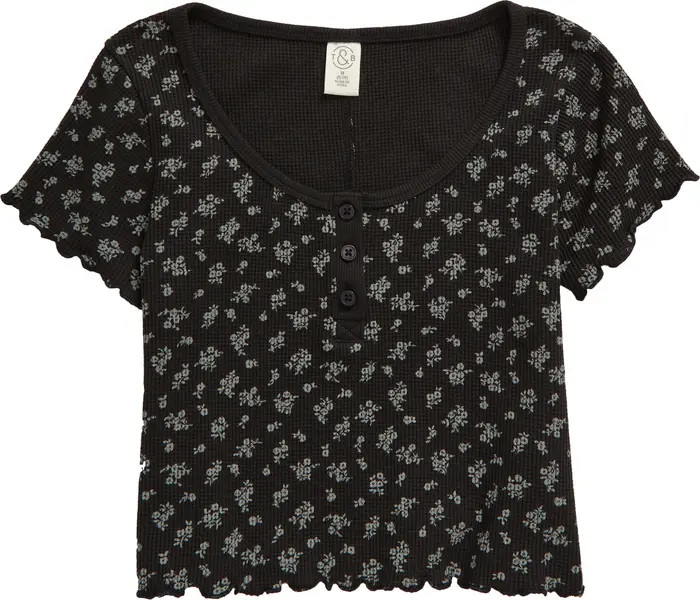 Treasure & Bond Kids' Floral Waffle Knit Cotton Henley | Nordstrom | Nordstrom