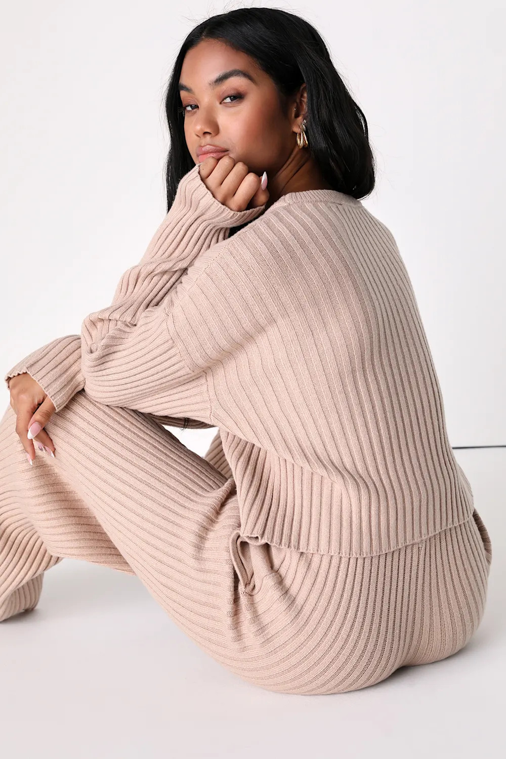 Ready to Cuddle Taupe Ribbed Cropped Sweater Top | Lulus (US)