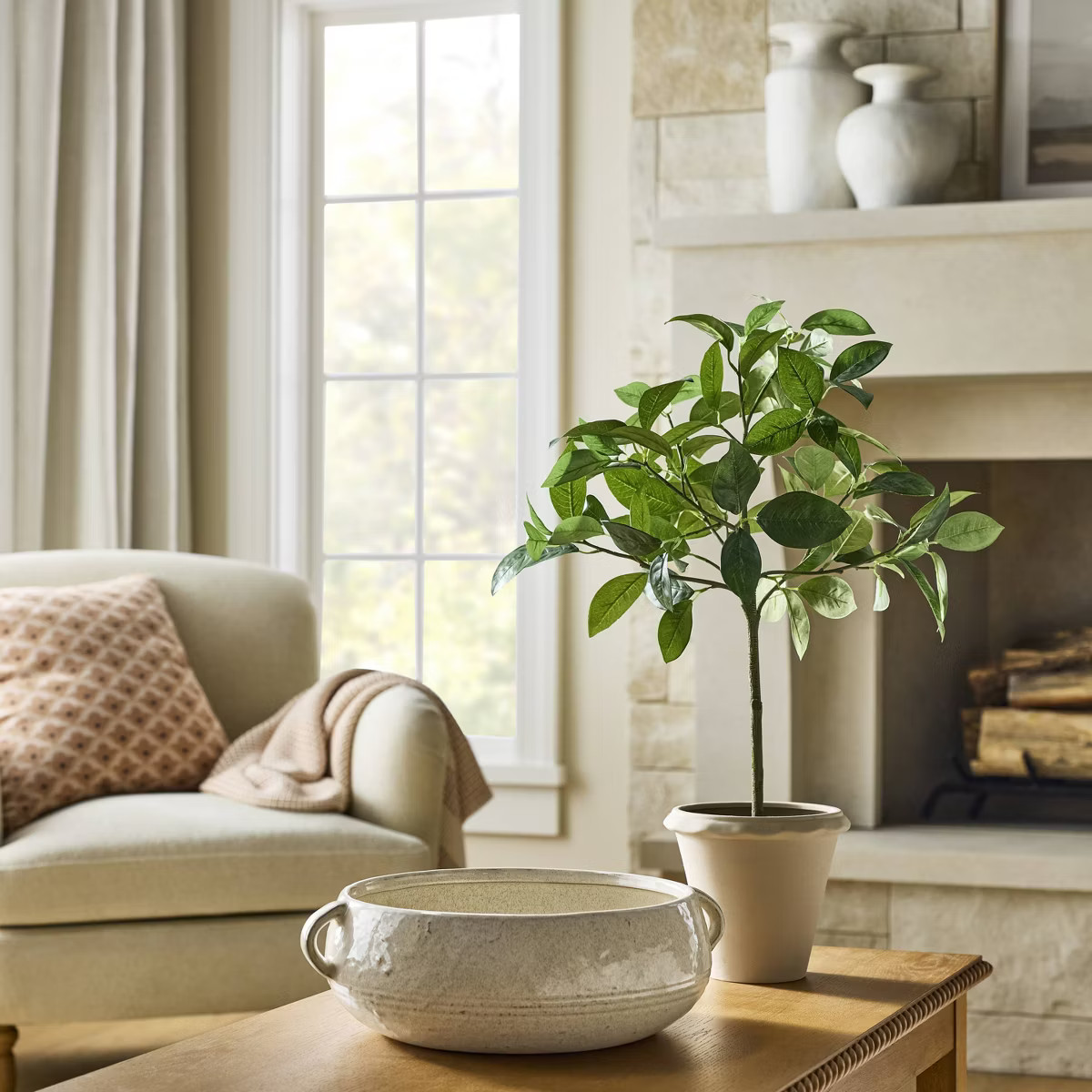 Glazed Ceramic Bowl with Handles Cream - Threshold™ designed with Studio McGee | Target