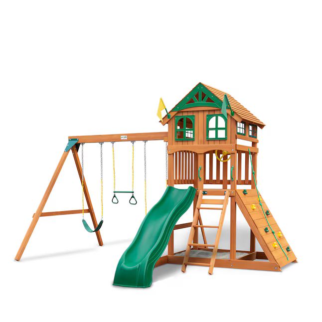 Gorilla Playsets Avalon with Wood Roof Residential Wood Playset with Slide | Lowe's
