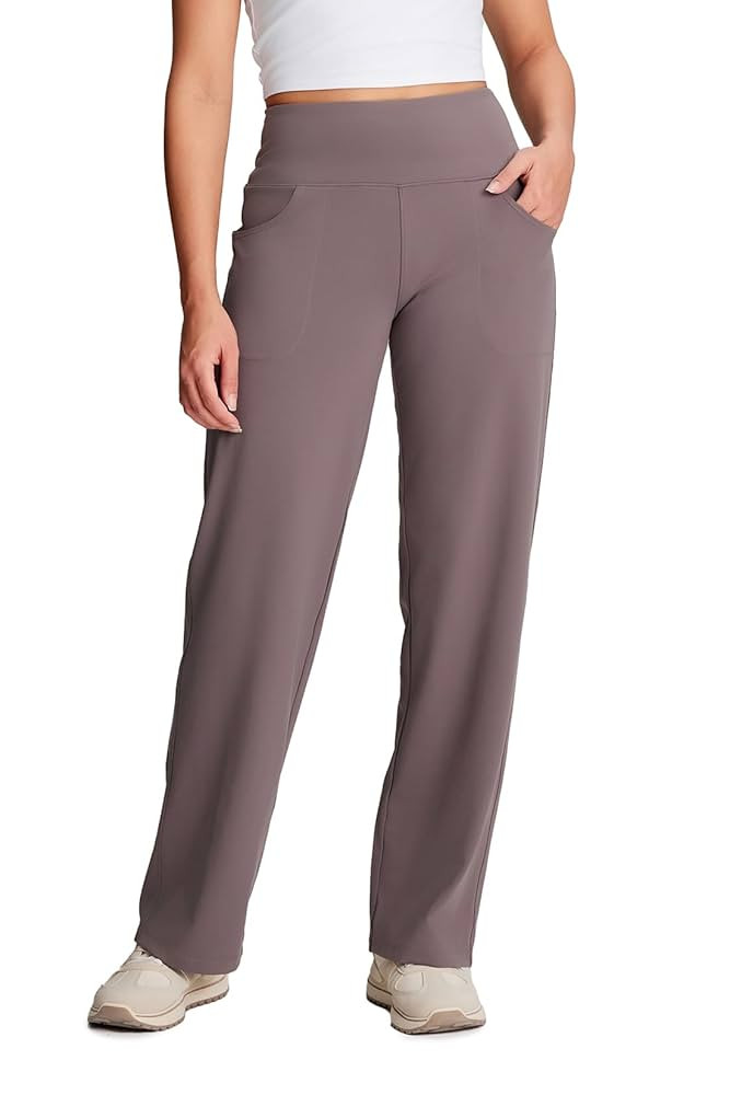 Yogipace Petite/Regular/Tall Women's High Rise Wide Leg Pants with Pockets Yoga Travel Lounge Tro... | Amazon (US)
