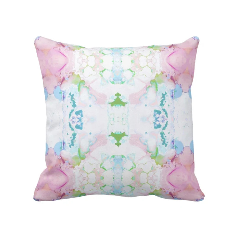 Mirrored Watercolor Throw Pillow or Cover Square and Lumbar Pillows/covers, Pink/green/blue Abstr... | Etsy (US)