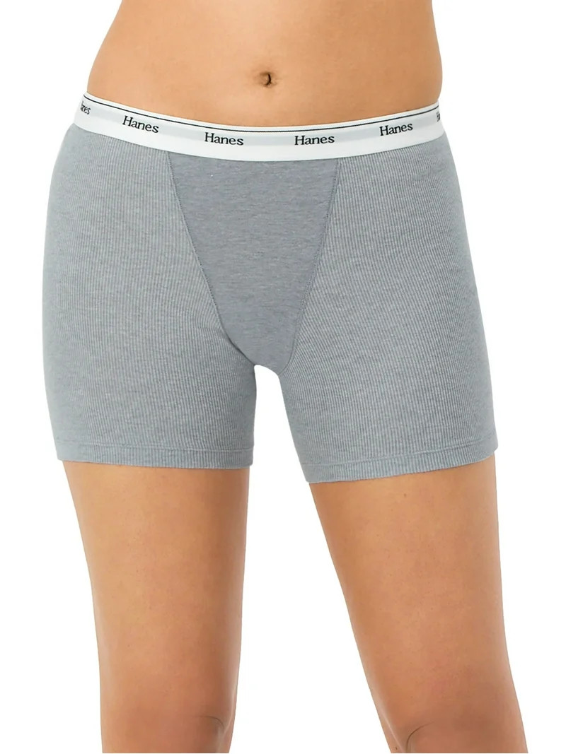 Hanes Womens Underwear Boxer Briefs 4-Pack, Originals Mid-Thigh Panties, Stretch Cotton Underwear | Walmart (US)