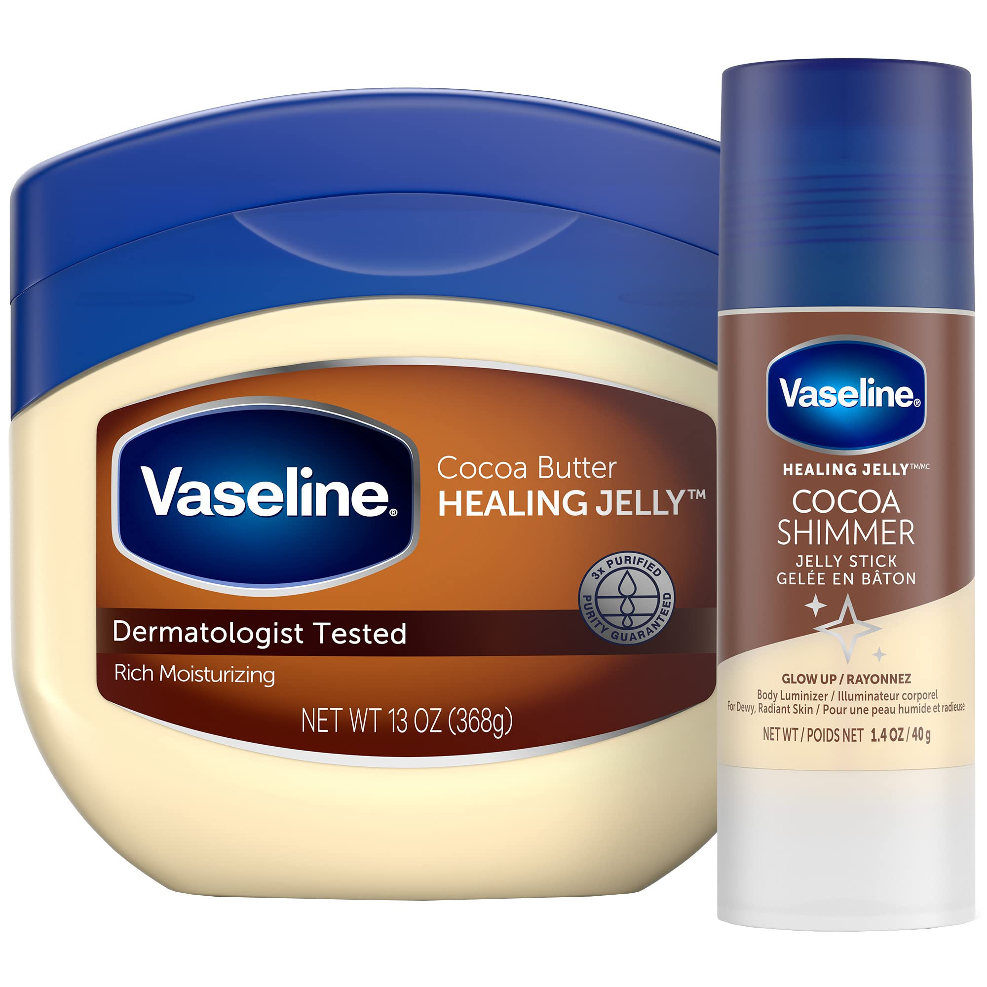 Vaseline Rich Moisturizing Healing Jelly Cocoa Butter, 13 oz Bundled with Cocoa Shimmer Stick, 1.... | Amazon (US)