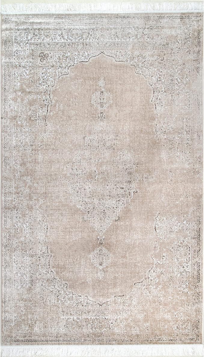 nuLOOM Cantrell Faded Transitional Fringe Area Rug, 8x10, Beige | Amazon (US)