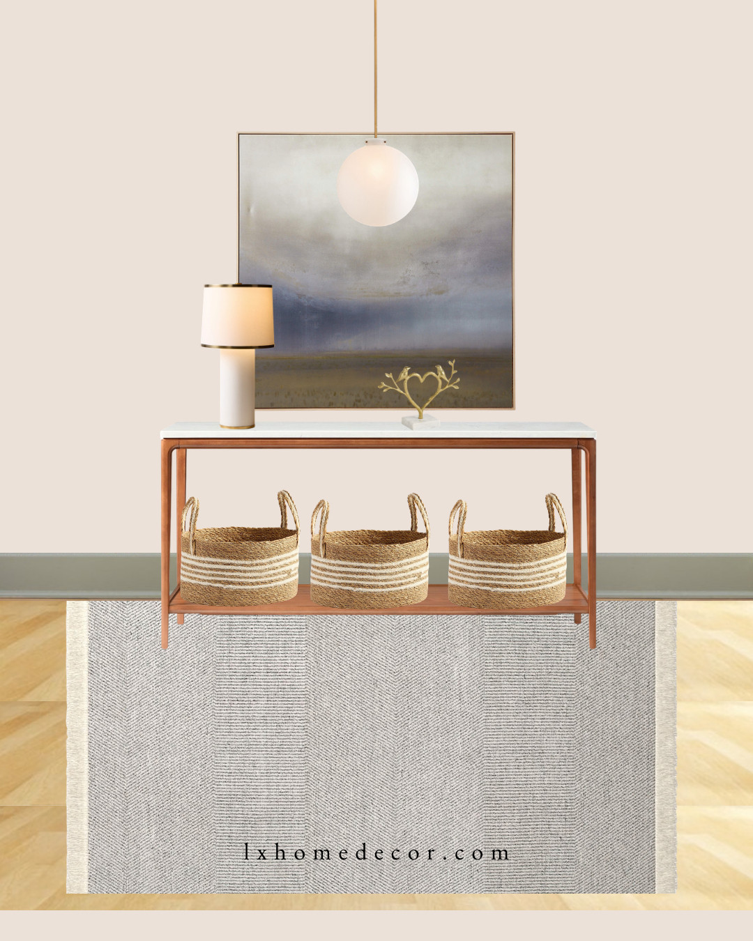 Organic Textures & Clean Lines ✨

I’m loving the balance in this entryway edit. The slim, wood-framed console with a white marble top serves as a perfect anchor for these woven storage baskets and soft, neutral herringbone rug. A large-scale landscape piece and a glowing globe pendant add that high-end, gallery-like feel to the space. Tap to shop this serene look!

#LTKhome #EntrywayInspo #ModernOrganic #InteriorDesign #ConsoleStyling 

 #LTKSpringSale #LTKOver40 #LTKHome