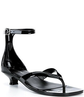 Jeffrey Campbell Gummy Patent Ankle Strap Kitten Heel Jelly Thong Sandals - 10 | Dillard's