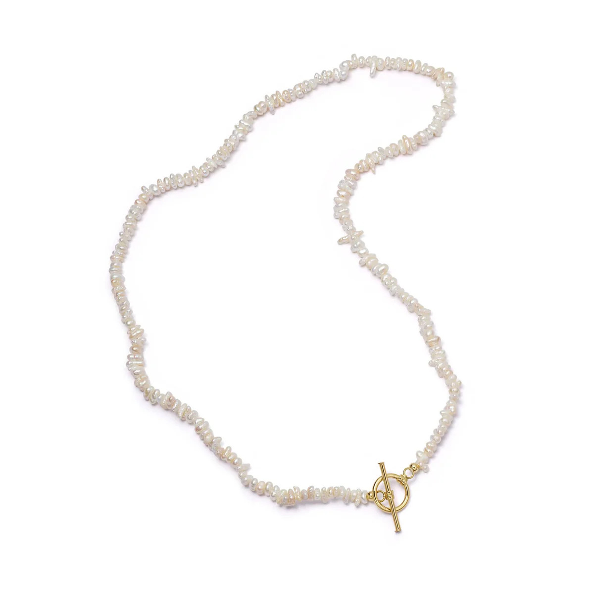 Polly Sayer Beach Pearl T Bar Necklace 18ct Gold Plate | Daisy London Jewellery
