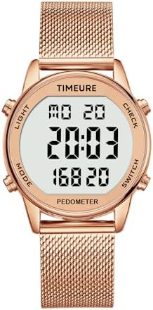 Women's Step Counter Pedometer Watch with Stainless Steel Bracelet, Stylish Design, No App, No Ch... | Amazon (US)