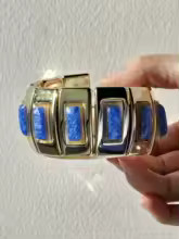 White Pearls Geometric Irregular Blue Brown Splicing Wide Version Resin Bracelet for Women Chunky... | AliExpress (US)